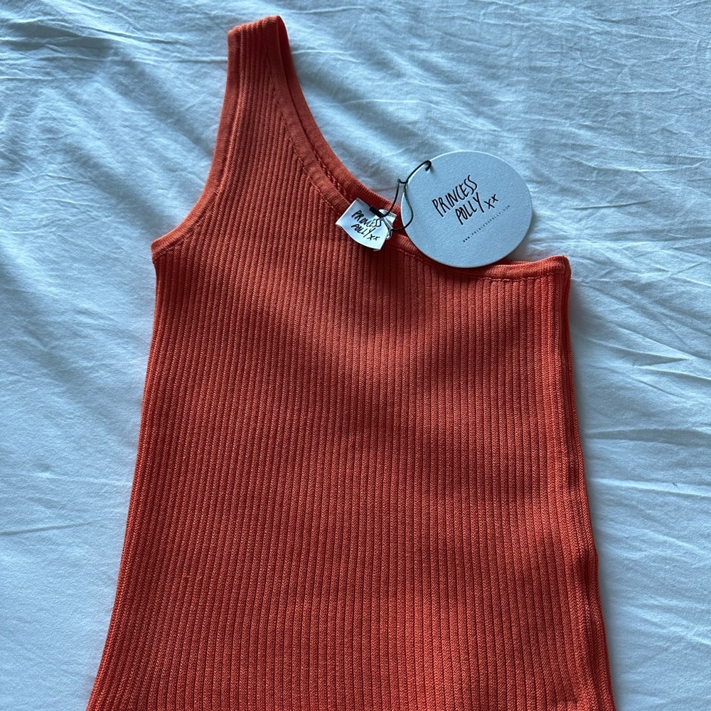 Princess Polly Vibrant Orange Ribbed Tank